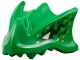 Part No: 7243pb02  Name: Dragon Head (Ninjago) with Stepped Top, Horn and Pin Hole on Back with Bright Light Yellow Eyes, Dark Green Markings, Gold Scales Pattern