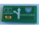 Part No: 87079pb0852  Name: Tile 2 x 4 with Road Sign with 'AIRPORT', 'DOWNTOWN', Arrow, '15', '26' and '89' Pattern (Sticker) - Set 76057