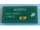 Part No: 87079pb0853  Name: Tile 2 x 4 with Road Sign with 'NORTH', 'DAILY BUGLE 6 MILES', Arrow and '90' Pattern (Sticker) - Set 76057