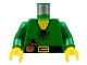Part No: 973p46c01  Name: Torso Castle Forestman Tie Shirt, Purse, Black Belt with Yellow Buckle Pattern / Green Arms / Yellow Hands