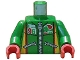 Lot ID: 366192955  Part No: 973pb0196c01  Name: Torso Octan Logo Racing Jacket with Zippers and 'TEAM 96' Pattern / Green Arms / Red Hands