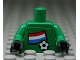 Part No: 973pb0816c01  Name: Torso Soccer Dutch Goalie, Dutch Flag Sticker Front, White Number Sticker Back Pattern (specify number in listing) / Green Arms / Black Hands