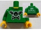 Part No: 973pb0958c01  Name: Torso Black Bat Minifigure Head with Wings and Crossbones, Yellow Neck, '2011 The LEGO Store Toronto, Canada' on Back Pattern / Green Arms / Yellow Hands