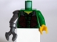 Part No: 973pb1207c01  Name: Torso Checkered Shirt and Dark Brown Vest Pattern (Jack McHammer) / Green Arm and Yellow Hand Left / Flat Silver Mech Arm and Dark Bluish Gray Claw Right