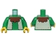 Part No: 973pb5508c01  Name: Torso Forestman Reddish Brown Collar and Tan Fur Vest Pattern / Green Arm Left with Patch Pattern / Green Arm Right / Yellow Hands