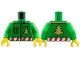 Part No: 973pb6360c01  Name: Torso Jacket with Gold Buttons, Christmas Trees and Shoulders, Red and White Candy Stripe Belt Pattern / Bright Green Arms / Yellow Hands