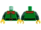 Part No: 973pb6361c01  Name: Torso Coat with Red Collar with Gold Trim and Buckle, Black Belt Pattern / Dark Green Arms / Yellow Hands