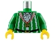 Part No: 973px135c01  Name: Torso Pirate Imperial Armada Ruffles, White Stripes Gold Medal Pattern / Green Arms / Yellow Hands