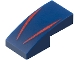 Part No: 11477pb217  Name: Slope, Curved 2 x 1 x 2/3 with 2 Red Stripes Pattern