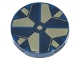 Part No: 14769pb503  Name: Tile, Round 2 x 2 with Bottom Stud Holder with Gold and Black Compass Center Pattern