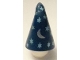 Part No: 17349pb02  Name: Minifigure, Headgear Hat, Cone Drooping, Wizard with Metallic Light Blue Stars and Silver Crescent Moon Pattern (BAM)