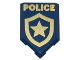 Lot ID: 306461768  Part No: 22385pb250  Name: Tile, Modified 2 x 3 Pentagonal with Gold 'POLICE' and Star Badge Logo Pattern