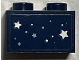 Part No: 3004pb252  Name: Brick 1 x 2 with Silver and Metallic Light Blue Stars and Dots Pattern (Sticker) - Set 40484