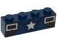 Part No: 3010pb207  Name: Brick 1 x 4 with Silver Star and Two Rectangles Pattern