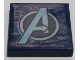 Part No: 3068pb1688  Name: Tile 2 x 2 with Metallic Light Blue Avengers Logo Pattern (Sticker) - Set 76153