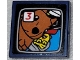 Part No: 3068pb2021  Name: Tile 2 x 2 with TV Screen with Upside Down Female Minifigure, Squirrel and Red Number 3 Pattern (Sticker) - Set 10303