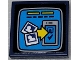 Part No: 3068pb2022  Name: Tile 2 x 2 with TV Screen with 2 Minifigure Photos, Yellow Arrow and Check Mark on Smartphone Pattern (Sticker) - Set 10303