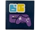 Part No: 3068pb2727  Name: Tile 2 x 2 with Medium Lavender Video Game Controller and Console, Medium Azure and Yellow Symbols Pattern (Sticker) - Set 42674