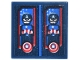 Part No: 3068pb2830  Name: Tile 2 x 2 with Toy Boxes with Captain America, Dark Blue Helmet, White Letter A and Red Shield and Star Pattern (Sticker) - Set 43302