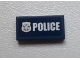 Part No: 3069pb0276  Name: Tile 1 x 2 with Police Silver Star Badge and White 'POLICE' on Dark Blue Background Pattern (Sticker) - Set 60007