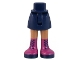 Part No: 35216ac00pb001  Name: Mini Doll Hips and Skirt with Molded Medium Nougat Legs and Printed Magenta Boots with Dark Blue Laces and Soles Pattern - Thin Hinge