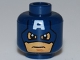 Part No: 3626cpb0700  Name: Minifigure, Head Male Mask with Eye Holes and Letter A on Forehead, Determined Pattern (Captain America) - Hollow Stud