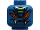 Part No: 3626pb0662  Name: Minifigure, Head Alien Snake with Black Long Eyebrows, Large Red Eyes, Yellow Scales, Wide Lopsided Grin with Fangs Pattern