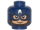 Part No: 3626pb1317  Name: Minifigure, Head Male Mask with Eye Holes and Letter A on Forehead, Chin Strap, Smile Pattern (Captain America)
