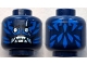 Part No: 3626pb3810  Name: Minifigure, Head Alien with Black Eyebrows, Metallic Light Blue Eyes and Scar, Blue Markings, Angry Open Mouth with Fangs and Sharp Teeth Parted Pattern