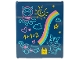 Part No: 42509pb05  Name: Glass for Window 1 x 6 x 6 Flat Front with Dark Pink, Medium Azure and Yellow Stripes, Cats, Clouds, Car, Hearts, Sun, Star and '1+1=2' Pattern