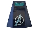 Part No: 47753pb098  Name: Wedge 4 x 4 No Studs with Metallic Light Blue Avengers Logo and Turquoise Control Panel with Speedometer and Switches Pattern (Sticker) - Set 76142