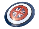 Lot ID: 340689361  Part No: 75902pb22  Name: Minifigure, Shield Circular Convex Face with Red and White Rings and British Union Jack Flag Pattern