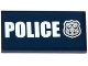 Part No: 87079pb0219  Name: Tile 2 x 4 with White 'POLICE' and Silver Police Badge Pattern (Sticker) - Set 60069