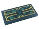 Part No: 87079pb1050  Name: Tile 2 x 4 with Dark Turquoise Patches, Gold Scrollwork and Reddish Brown Rust Pattern (Sticker) - Set 71755