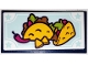 Part No: 87079pb1130  Name: Tile 2 x 4 with Tacos, Chili Pepper, Yellow Corn Chips and Light Aqua Stars Pattern (Sticker) - Set 41338