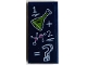 Part No: 87079pb1357  Name: Tile 2 x 4 with White, Dark Pink and Lime '1 Erlenmeyer Flask Plus 2 Molecules Equals Question Mark' on Blackboard Pattern (Sticker) - Set 41402