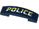 Part No: 93273pb132  Name: Slope, Curved 4 x 1 x 2/3 Double with Bright Light Yellow and White 'POLICE' on Dark Blue Background Pattern (Sticker) - Set 60274