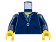 Part No: 973pb0259c01  Name: Torso Harry Potter Zipper Jacket and Blue Shirt Collar Pattern / Dark Blue Arms / Yellow Hands