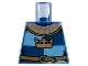 Part No: 973pb0451  Name: Torso Castle Fantasy Era Gold Crown and Reddish Brown Belt with Silver Buckle on Medium Blue and Dark Blue Quarters Pattern