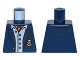 Part No: 973pb2248  Name: Torso Batman Suit Jacket, Light Blue Button Down Shirt Open Collar, Red Ascot, Gold Monogram Pattern