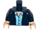 Part No: 973pb2374c01  Name: Torso Open Suit Jacket with Medium Blue Shirt Open Collar Pattern / Dark Blue Arms / Light Nougat Hands