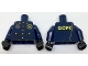 Part No: 973pb2655c01  Name: Torso Police Uniform, Gold Buttons and Badge, Radio Over Shoulder and 'GCPD' on Back Pattern / Dark Blue Arms with Gold Badge Right / Black Hands