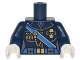 Part No: 973pb2793c01  Name: Torso Female Outline Military Uniform with Blue Sash and Belt and Gold Chain and Medals Pattern / Dark Blue Arms / White Hands
