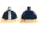 Part No: 973pb2849c01  Name: Torso SW Open Jacket with Pockets and White Shirt and Back Pockets Pattern (Han Solo) / Dark Blue Arms / Light Nougat Hands