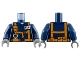 Part No: 973pb2991c01  Name: Torso Town Miners Dark Blue Shirt with Orange Suspender Straps with Radio and ID Badge Pattern / Dark Blue Arms / Dark Bluish Gray Hands