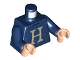 Part No: 973pb3665c01  Name: Torso Sweater with Letter H Pattern / Dark Blue Arms / Light Nougat Hands