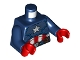 Torso Armor with White Star on Chest Print (Captain America), Dark Blue Arms, Red Hands