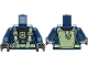 Part No: 973pb4194c01  Name: Torso Diving Suit with Yellowish Green Harness and Police Badge and Silver Gauge and Regulator Pattern / Dark Blue Arms / Black Hands