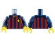 Part No: 973pb4427c01  Name: Torso Soccer Shirt, Dark Red Stripes, Yellow Badge (FC Barcelona) Pattern / Dark Blue Arms / Yellow Hands