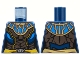 Part No: 973pb4460  Name: Torso Female Armor, Blue Mantle, Dark Brown Center Panel, Yellow Trim and Belt, Silver Buckle Pattern